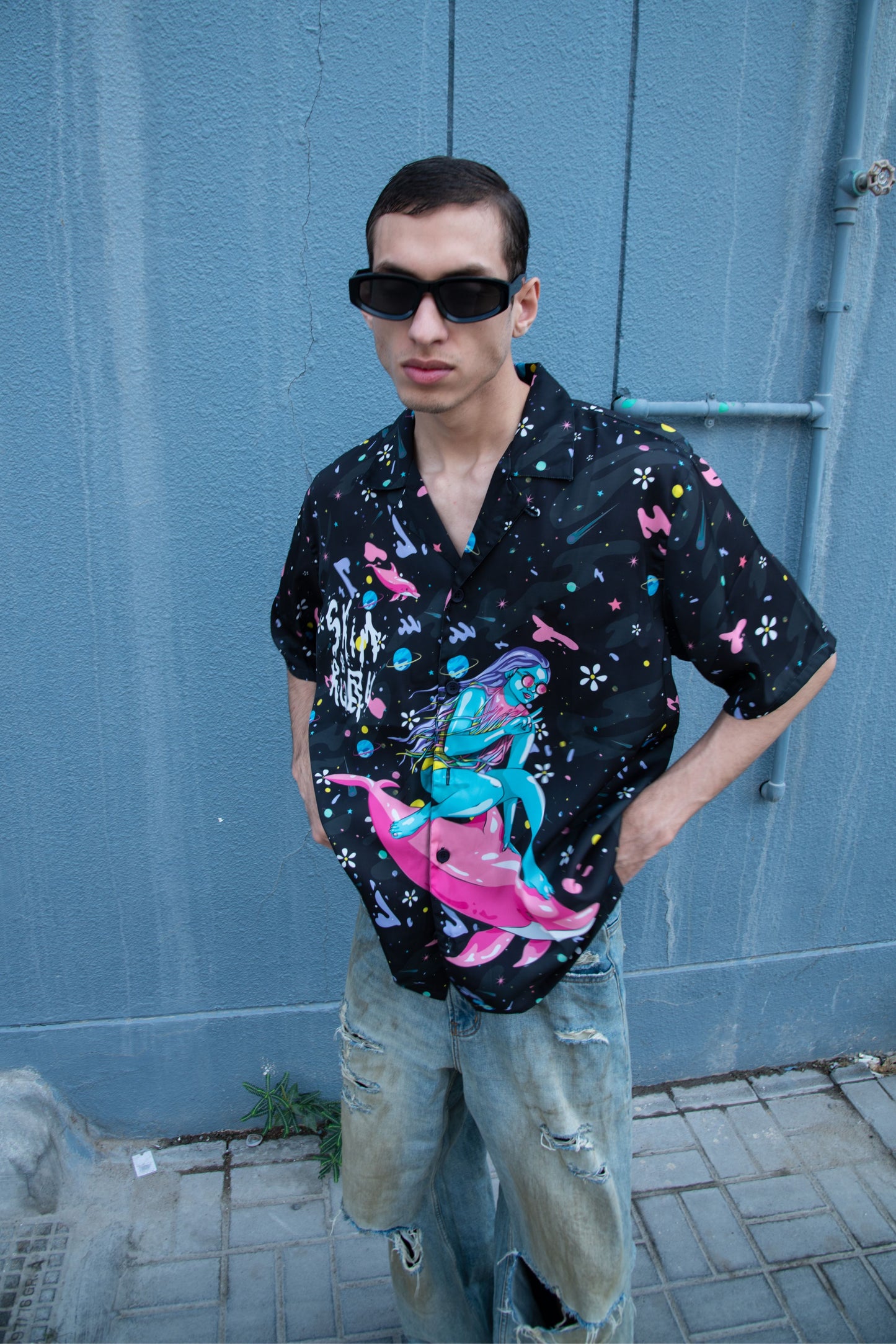 Dolphin Surfer Hawaiian Shirt