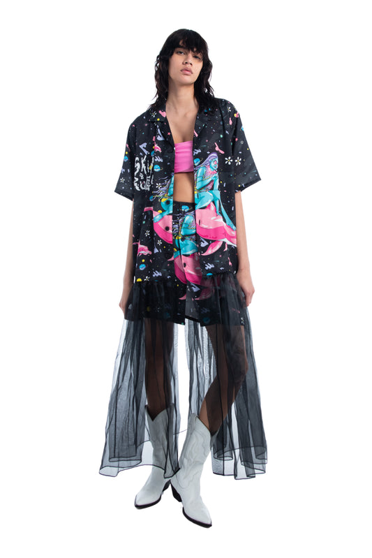 Sheer Bottoms Dolphin Surfer Dress-cover
