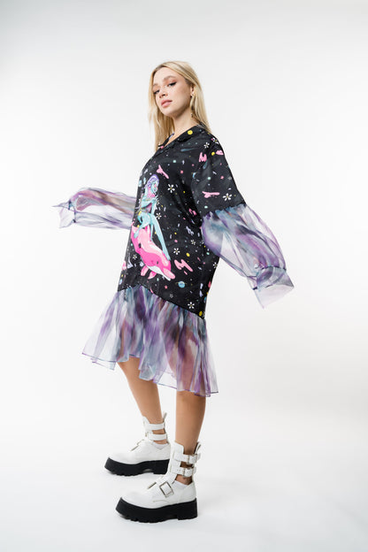 Galaxy Dolphin Surfer Short Dress