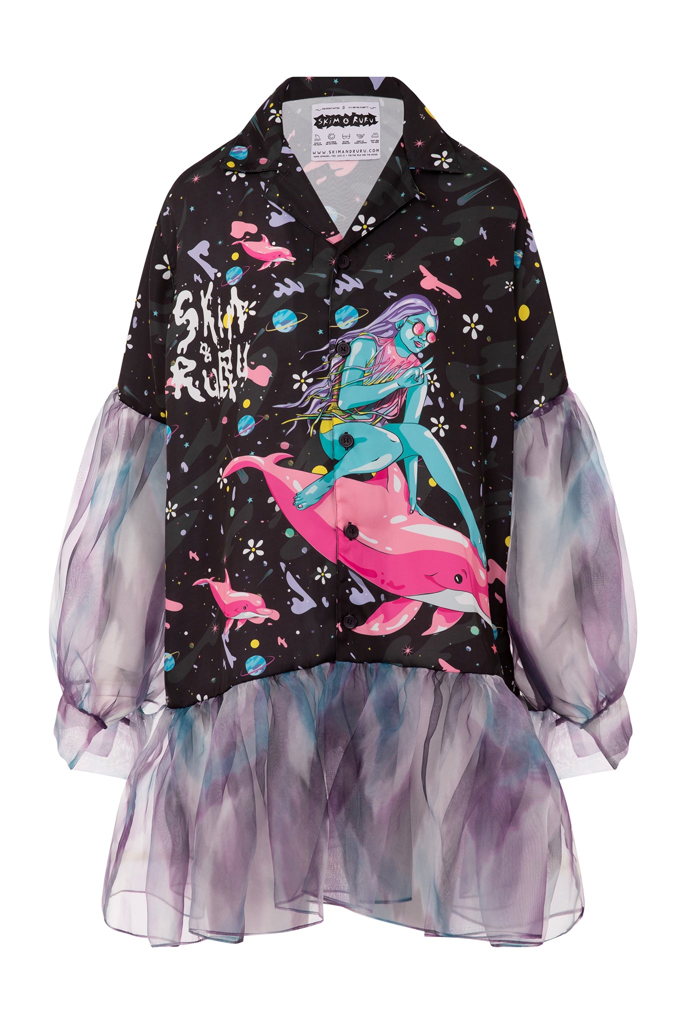 Galaxy Dolphin Surfer Short Dress