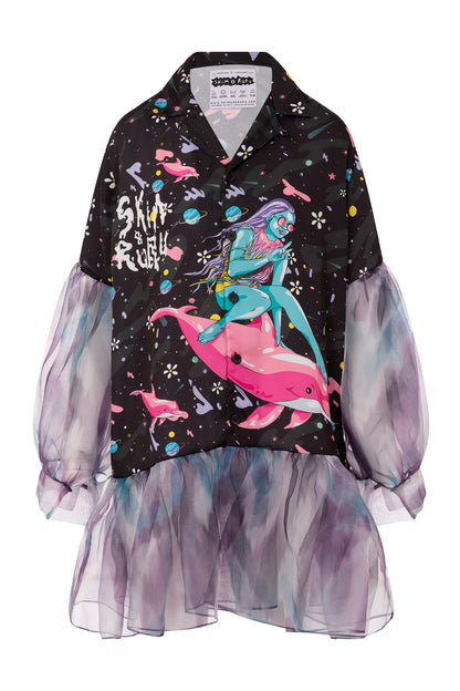 Galaxy Dolphin Surfer Short Dress
