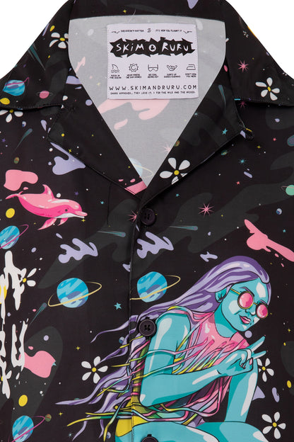 Galaxy Dolphin Surfer Short Dress