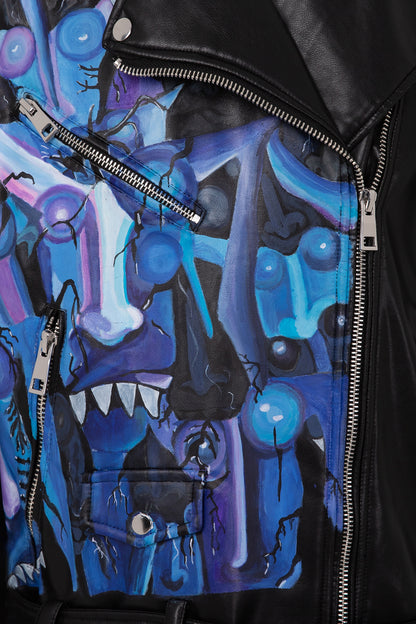 Ride or Die Demon on the Chest Pleather Jacket