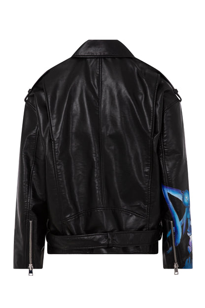 Ride or Die D on the Sleeve Pleather Jacket