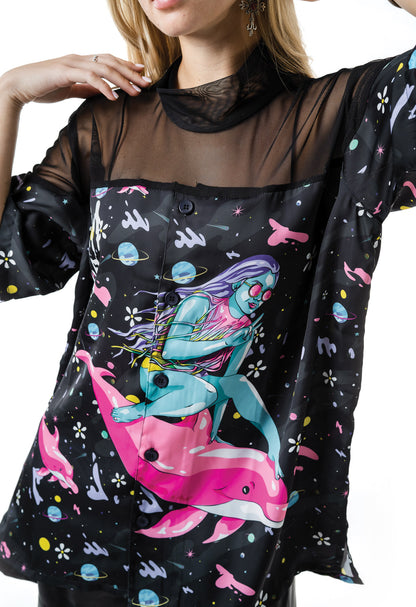 Mesh Tipped Dolphin Surfer Shirt