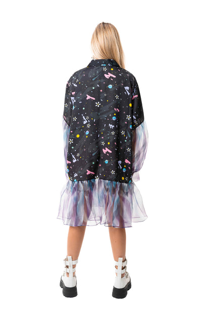 Galaxy Dolphin Surfer Short Dress